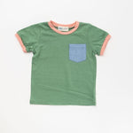 Load image into Gallery viewer, Ringer Pocket Tee in Clover
