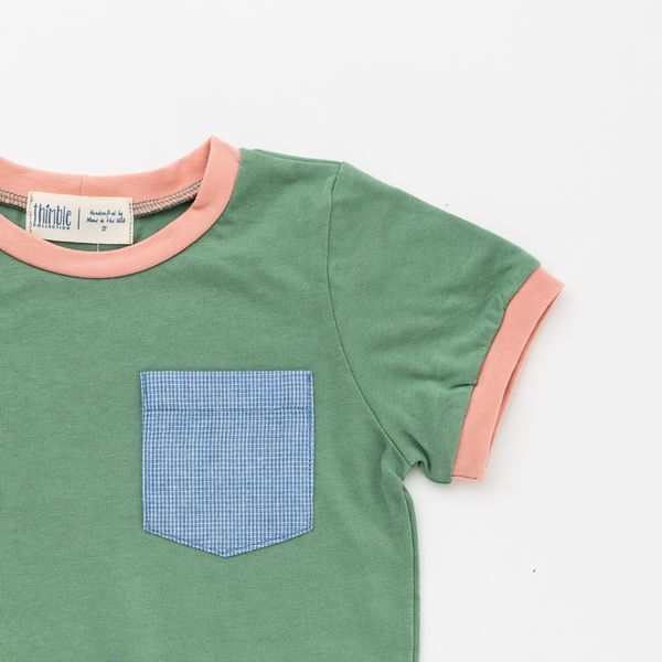 Ringer Pocket Tee in Clover