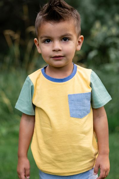 Colorblock Pocket Tee in Daffodil