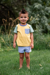 Colorblock Pocket Tee in Daffodil