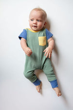 Load image into Gallery viewer, Zipper Romper in Clover Colorblock
