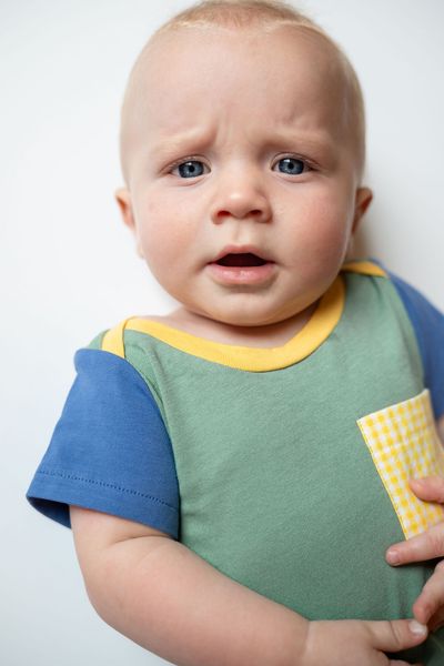 Zipper Romper in Clover Colorblock