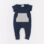 Load image into Gallery viewer, Bamboo Zipper Romper in Lake Stripe
