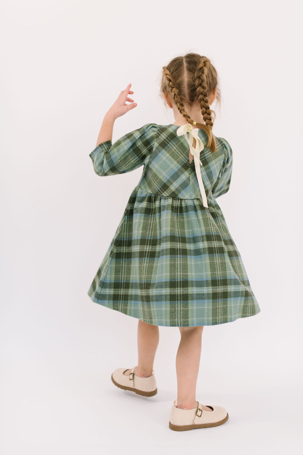 Birthday Dress in Laurel Plaid Flannel