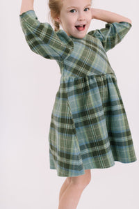 Birthday Dress in Laurel Plaid Flannel