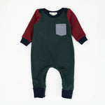 Load image into Gallery viewer, Zipper Romper in Pine Colorblock
