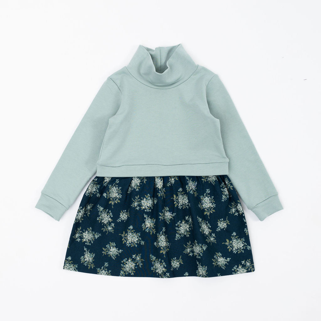 Funnel Sweatshirt Dress in Glacier Corsage