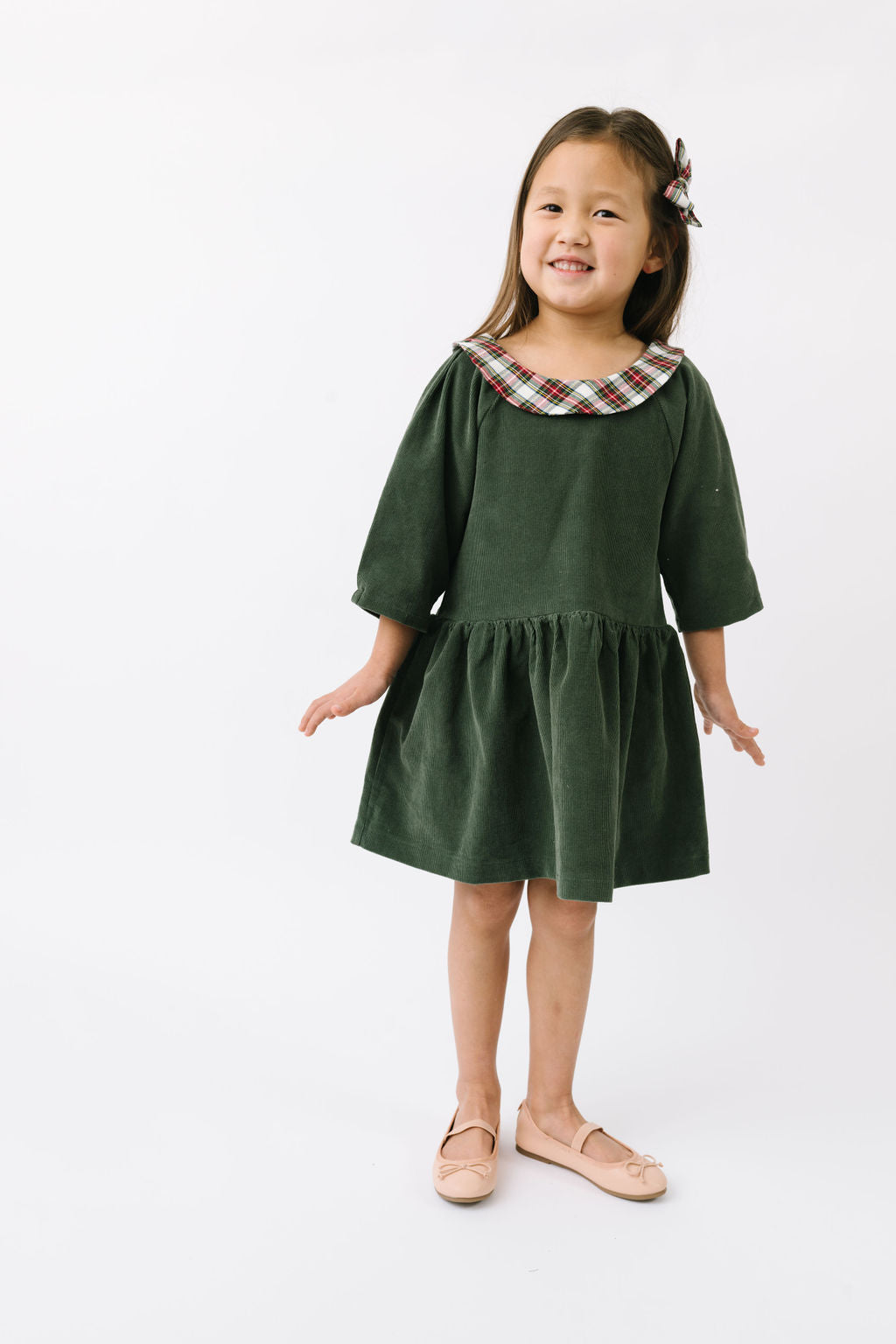 Celebration Dress in Evergreen Corduroy