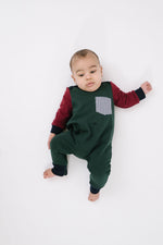 Load image into Gallery viewer, Zipper Romper in Pine Colorblock
