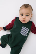 Load image into Gallery viewer, Zipper Romper in Pine Colorblock
