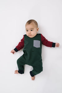 Zipper Romper in Pine Colorblock