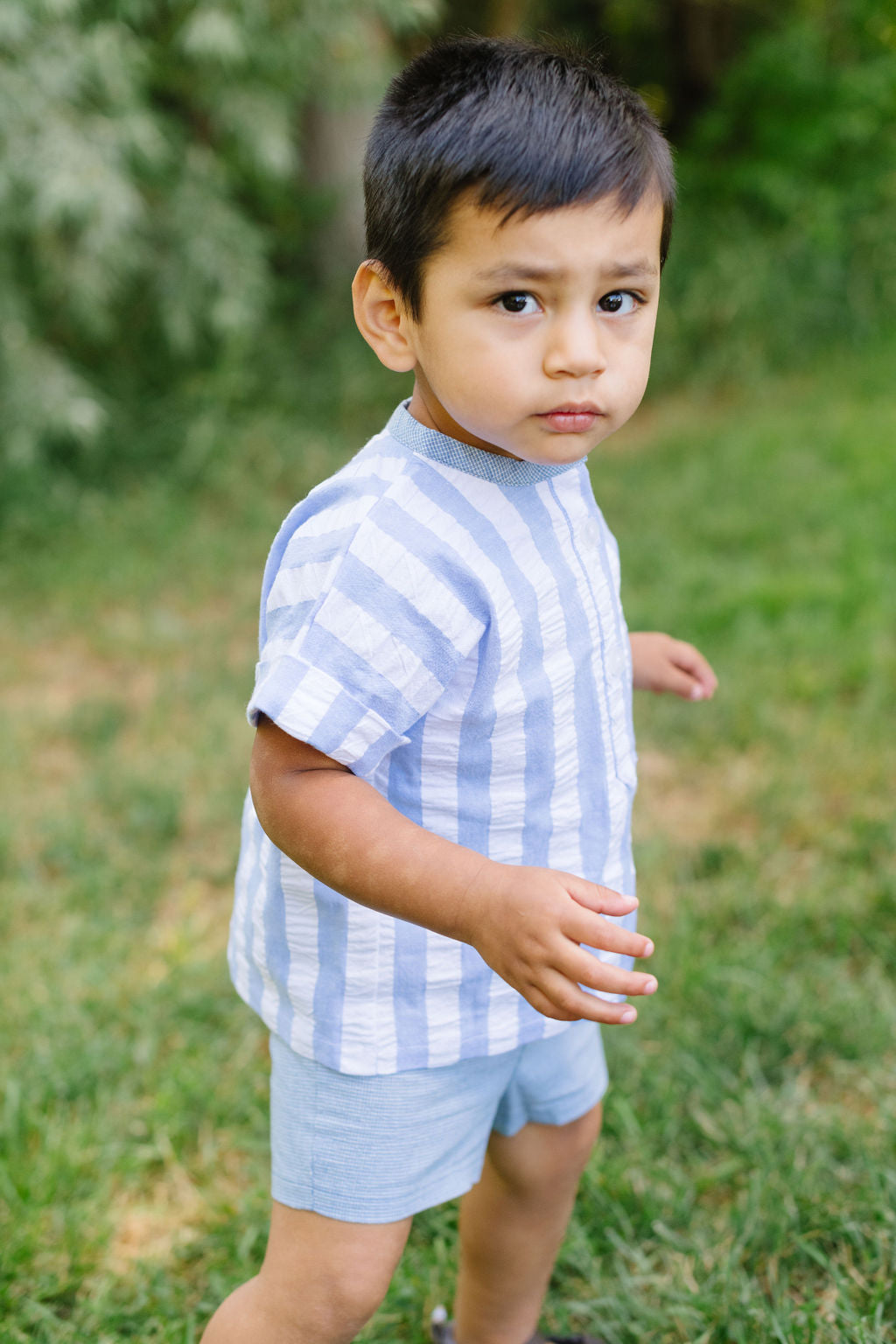 Popover Shirt in Harbor Seersucker