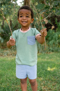 Ringer Pocket Tee in Clover