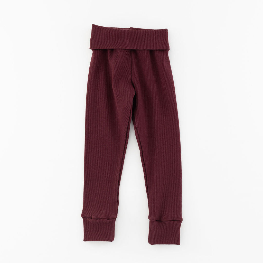 Ribbed Legging in Organic Garnet